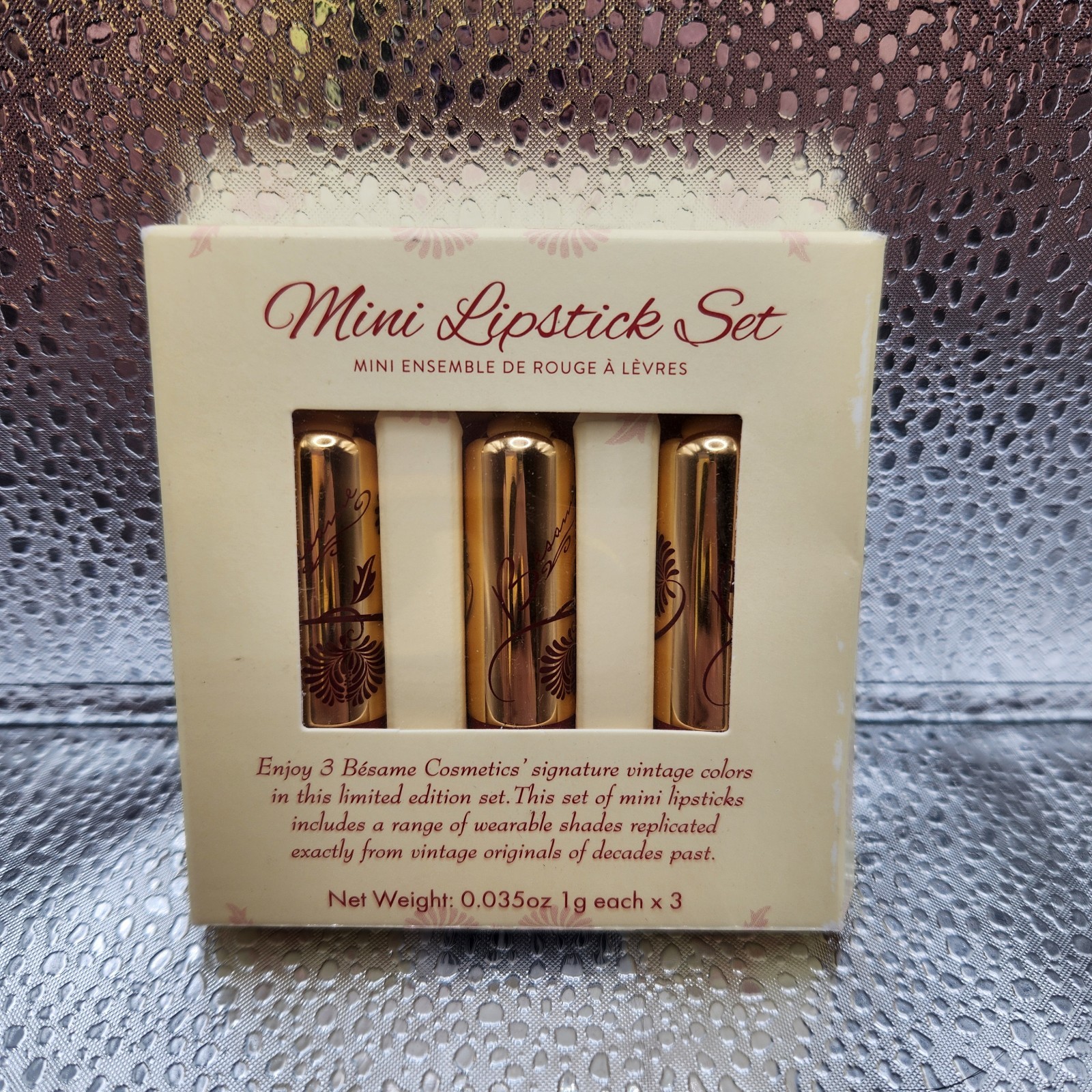 Besame Mini Lipstick Set 1925 1963 1970  Vintage .03 Red Pink Chocolate Kiss NIB