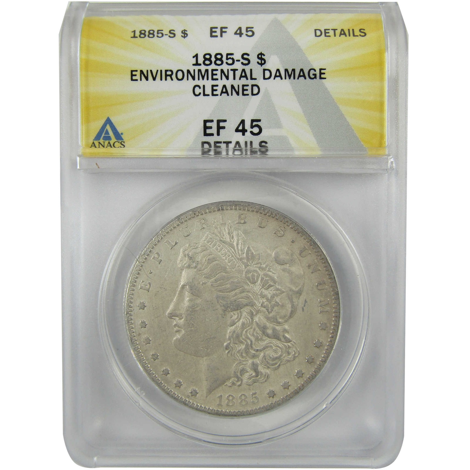 1885 S Morgan Silver Dollar EF 45 Details ANACS $1 Coin SKU:I28565