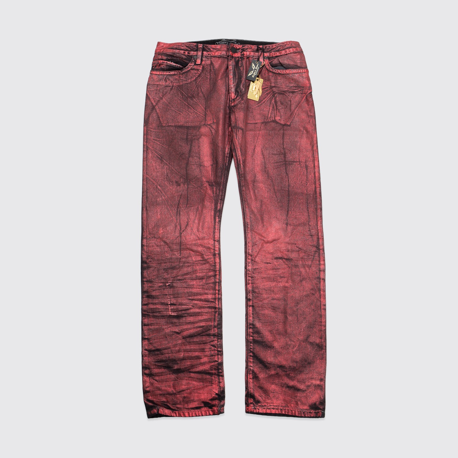 Robin\'s Jean Size W36 Men Red Metallic Regular Fit Denim with Studs on Back Robin\'s Jean Size W36 Men Red Metallic Regular Fit Denim with Studs on Back