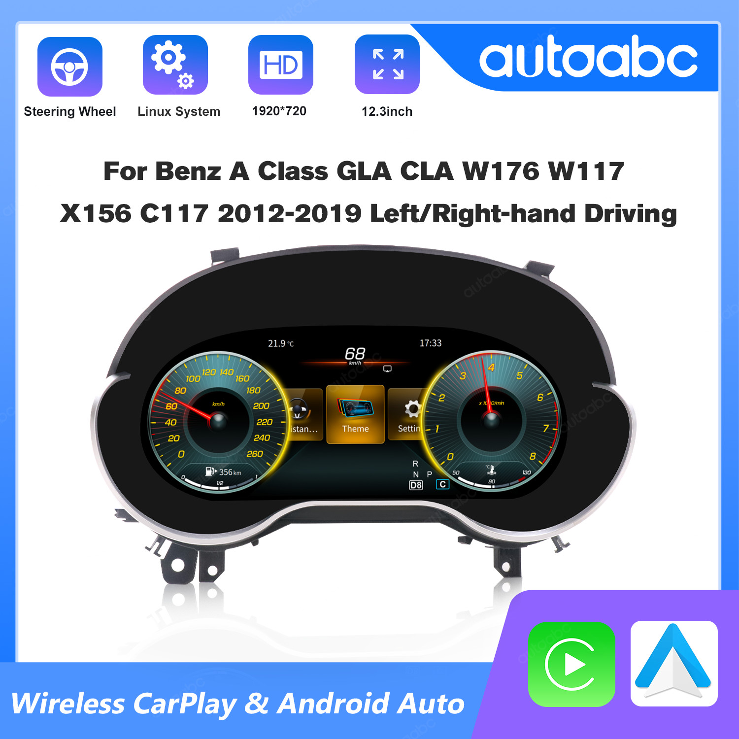 LCD Digital Instrument Cluster For Mercedes Benz A Class/GLA/CLA W176 2012-2019