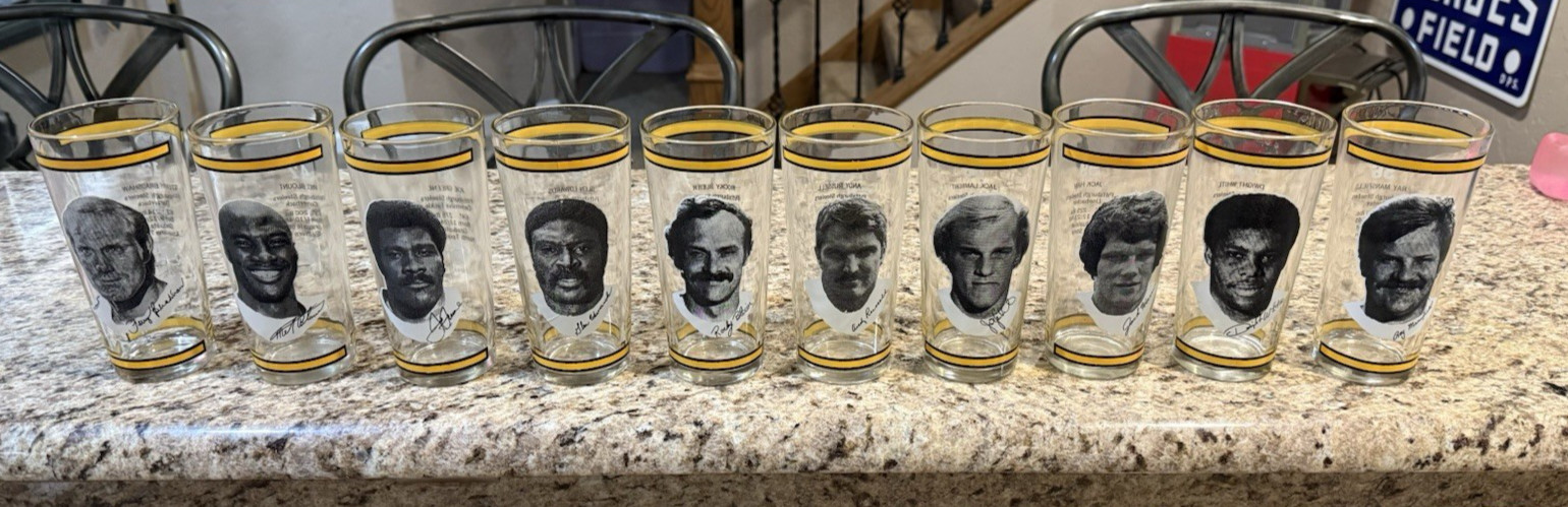 Vintage 1976 MSA Arby’s Pittsburgh Steelers Glasses (10) Lambert Bradshaw Greene