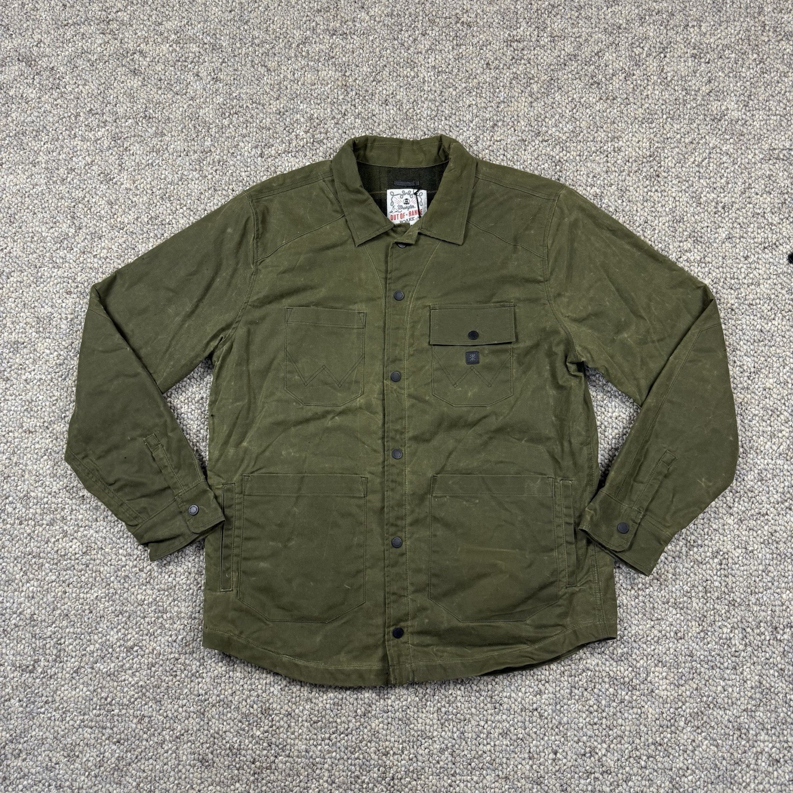 Roark x Wrangler Out Of Range Waxed Lined Trucker Western Jacket Green Size L Roark x Wrangler Out Of Range Waxed Lined Trucker Western Jacket Green Size L