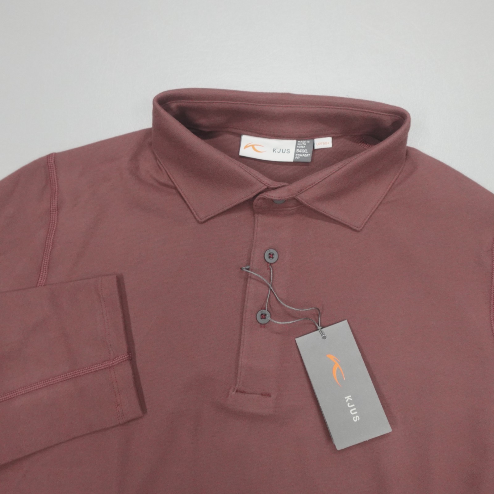 KJUS Men\'s Scot Long Sleeve Golf Performance Polo Shirt Size M / 50 Maroon Red
