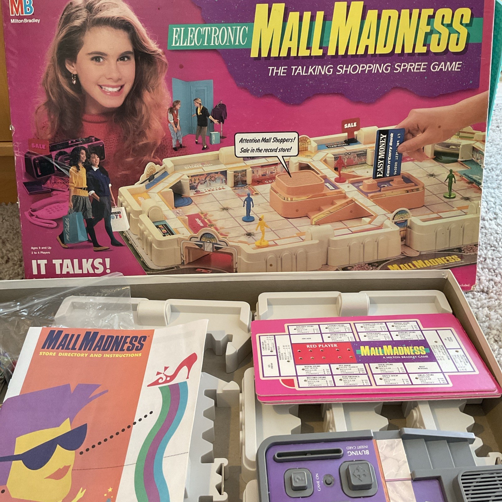 Vintage 1989 Mall Madness Electronic Board Game Milton Bradley Complete