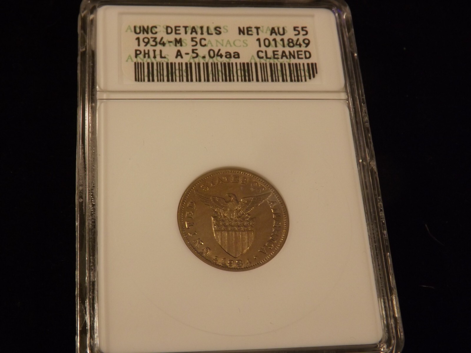 1934-M    US & PHILLIPPINES      ANACS   AU 55