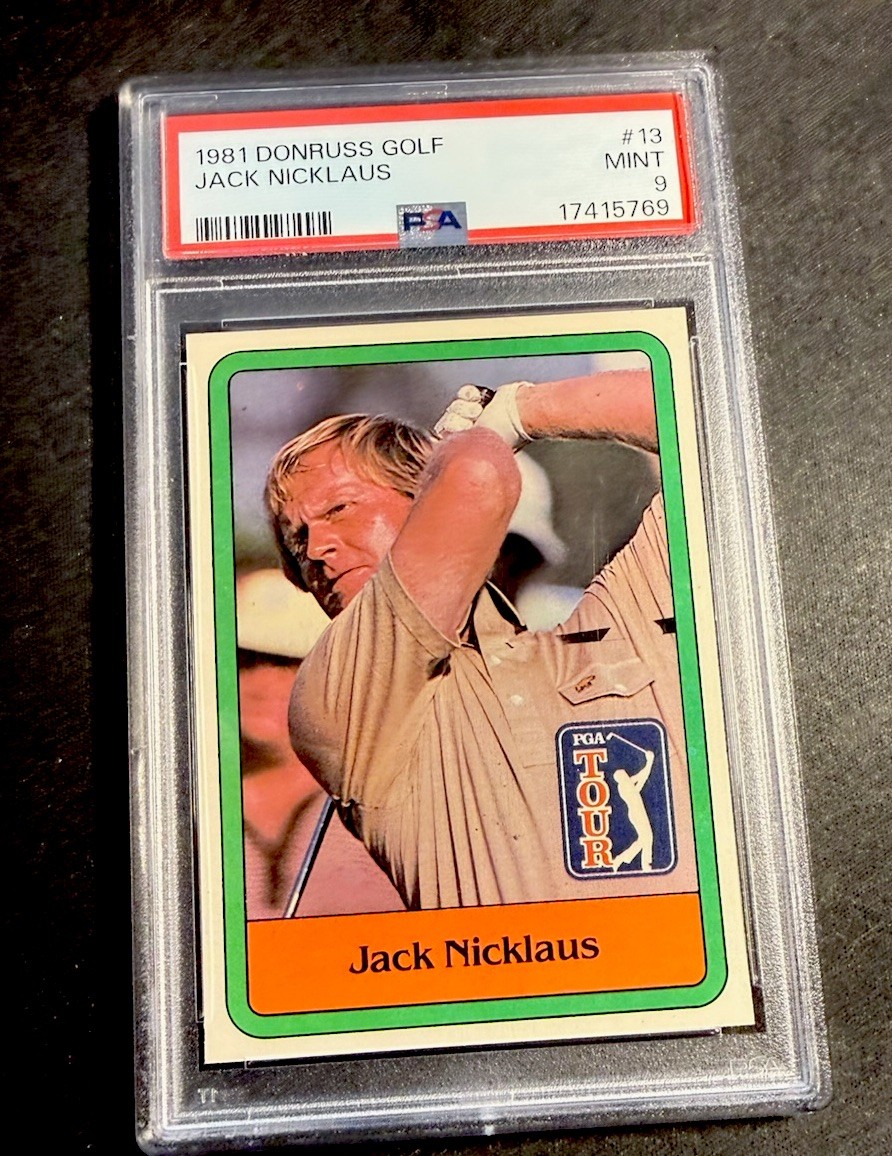 JACK NICKLAUS 1981 DONRUSS GOLF ROOKIE CARD #13 PSA 9 MINT GRADED HOF GOAT JACK NICKLAUS 1981 DONRUSS GOLF ROOKIE CARD #13 PSA 9 MINT GRADED HOF GOAT