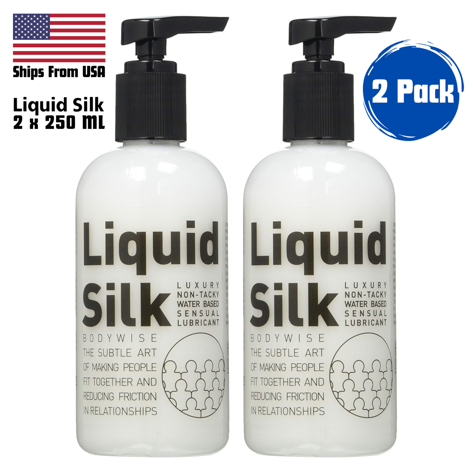 USA Seller  Liquid Silk 2x 250 ml Personal Lubricant Sex Lube