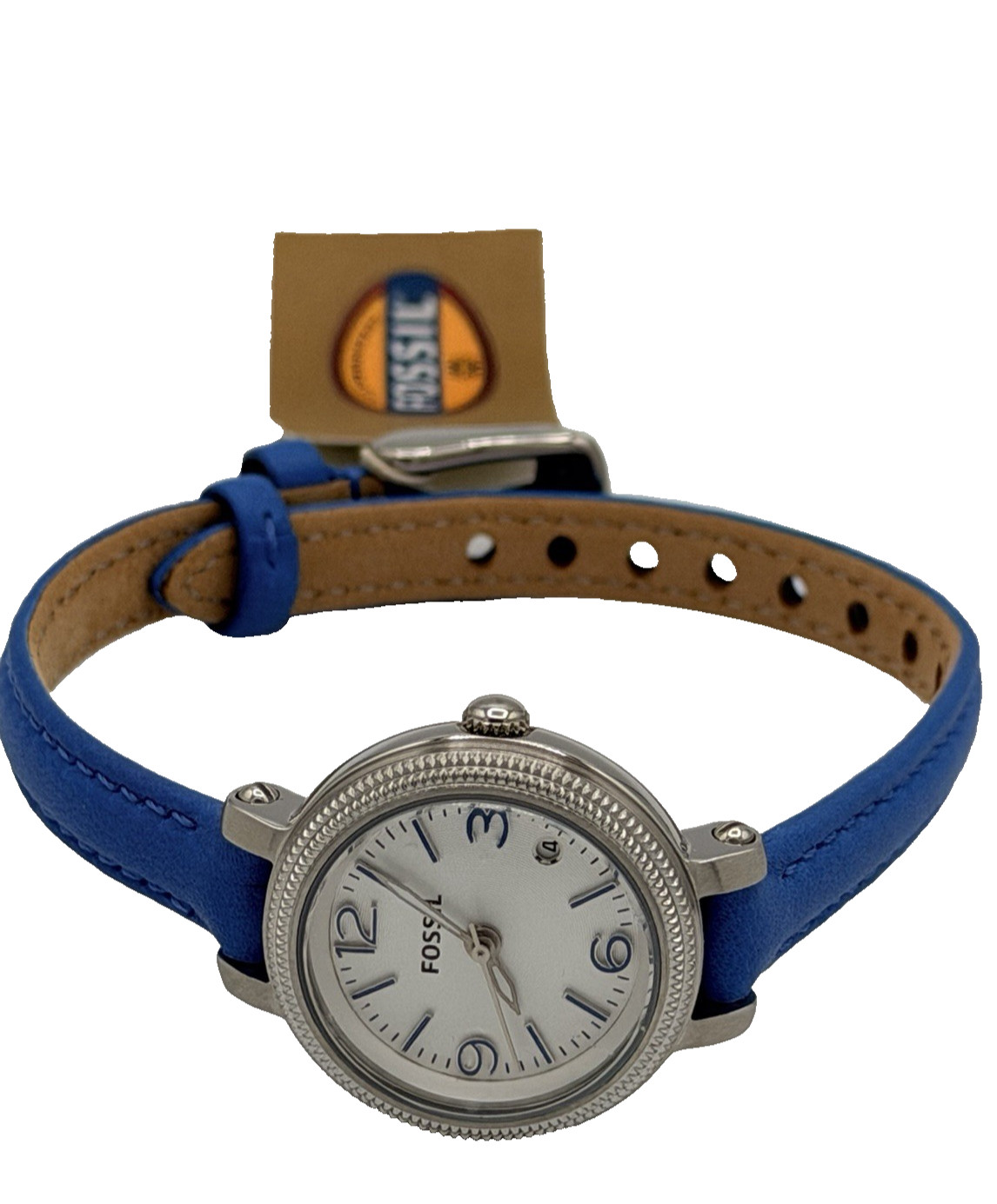 Fossil Heather Women\'s Quartz Watch White Dial Blue Band ES3304 New