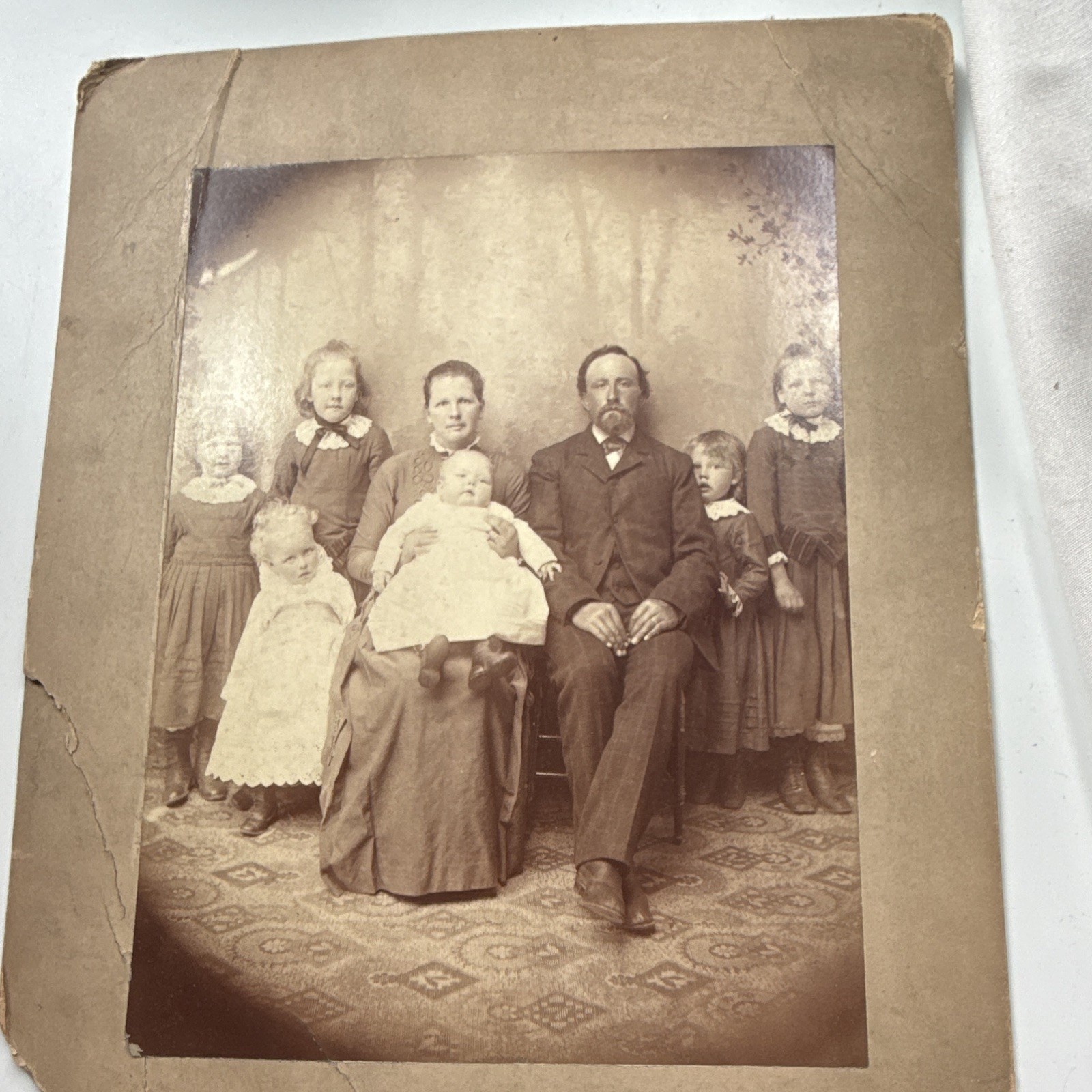 Antique Sepia Family Portrait Photograph Mounted on Cardboard 1 Photo