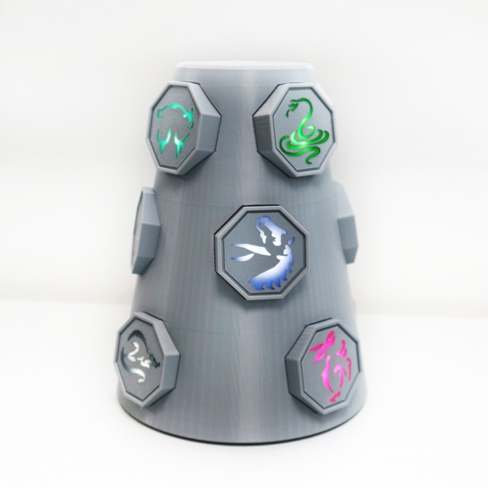 Hand Finished 3D Printed Light-Up Zodiac Talismans  Totem Column Display