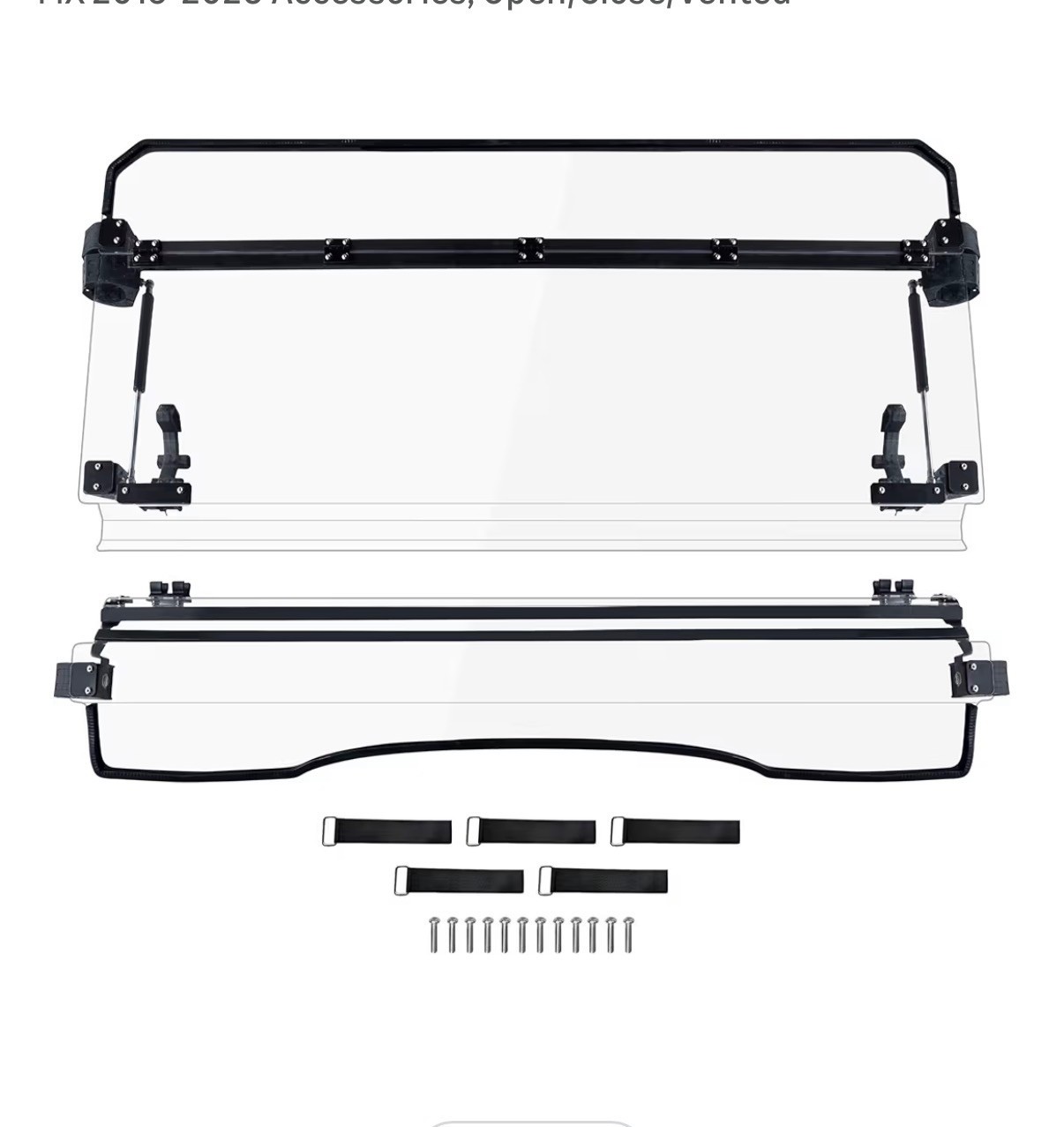 Front 3-IN-1 Flip Windshield Compatible with Kawasaki Mule PRO-MX 2019-2025