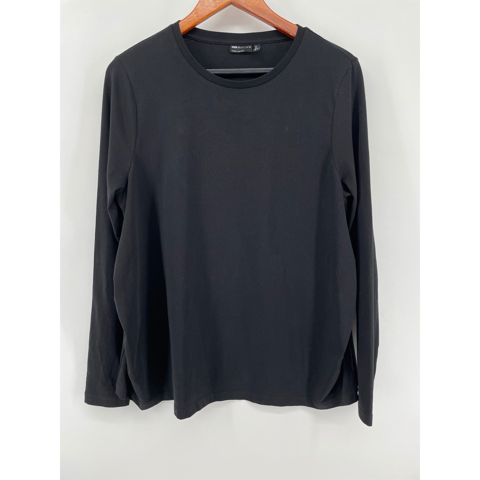 ASOS Design Maternity Top Womens Size 12 Black Organic Cotton Long Sleeve Tee