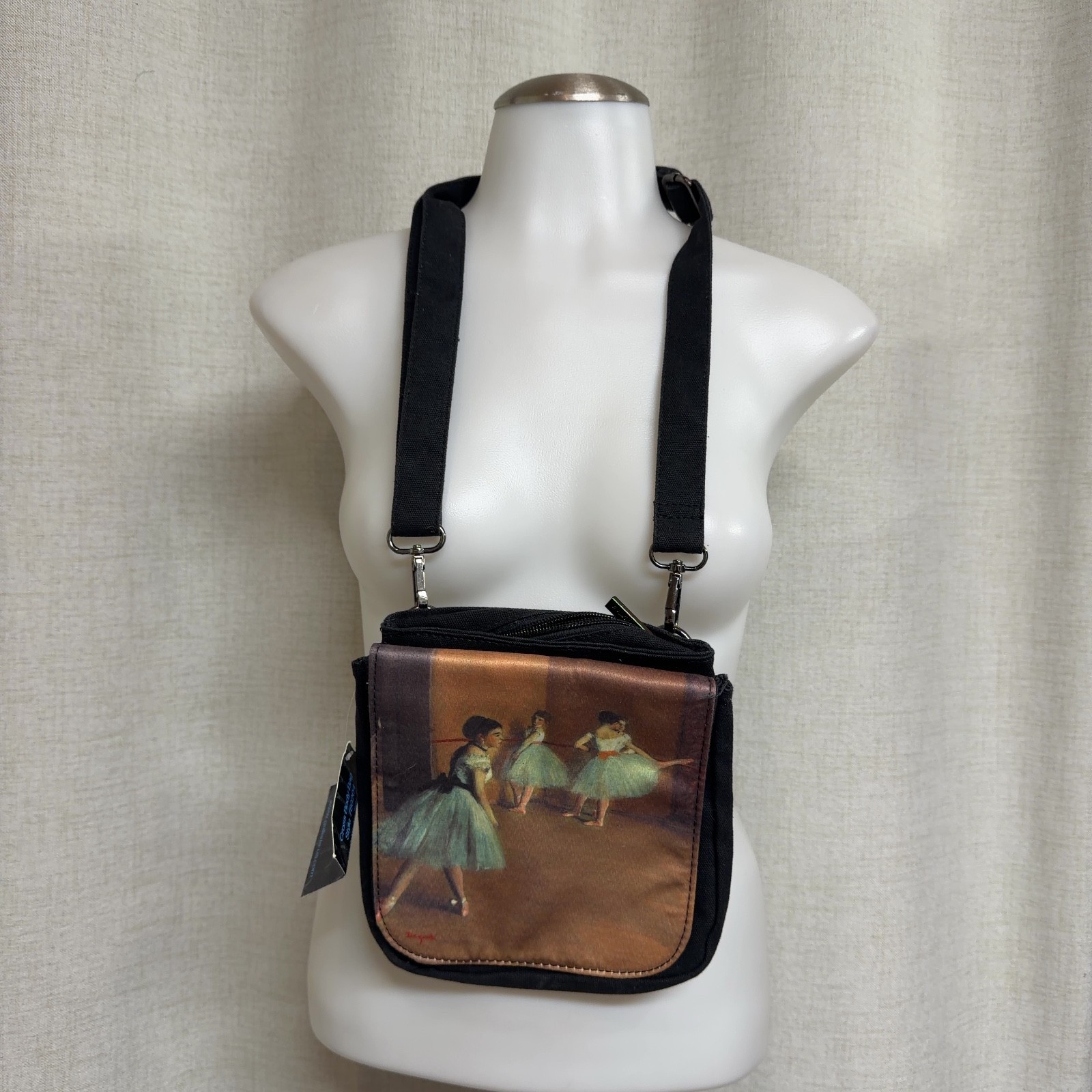 GALLERIA Edgar Degas Ballerina Art Crossbody Bag Black Canvas Small  O