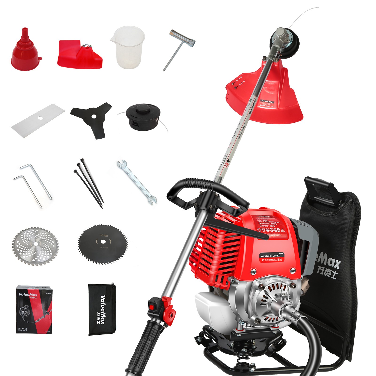 31CC 4-Stroke 5-in-1 Gas Weed Eater Straight Shaft String Trimmer Grass Cutter