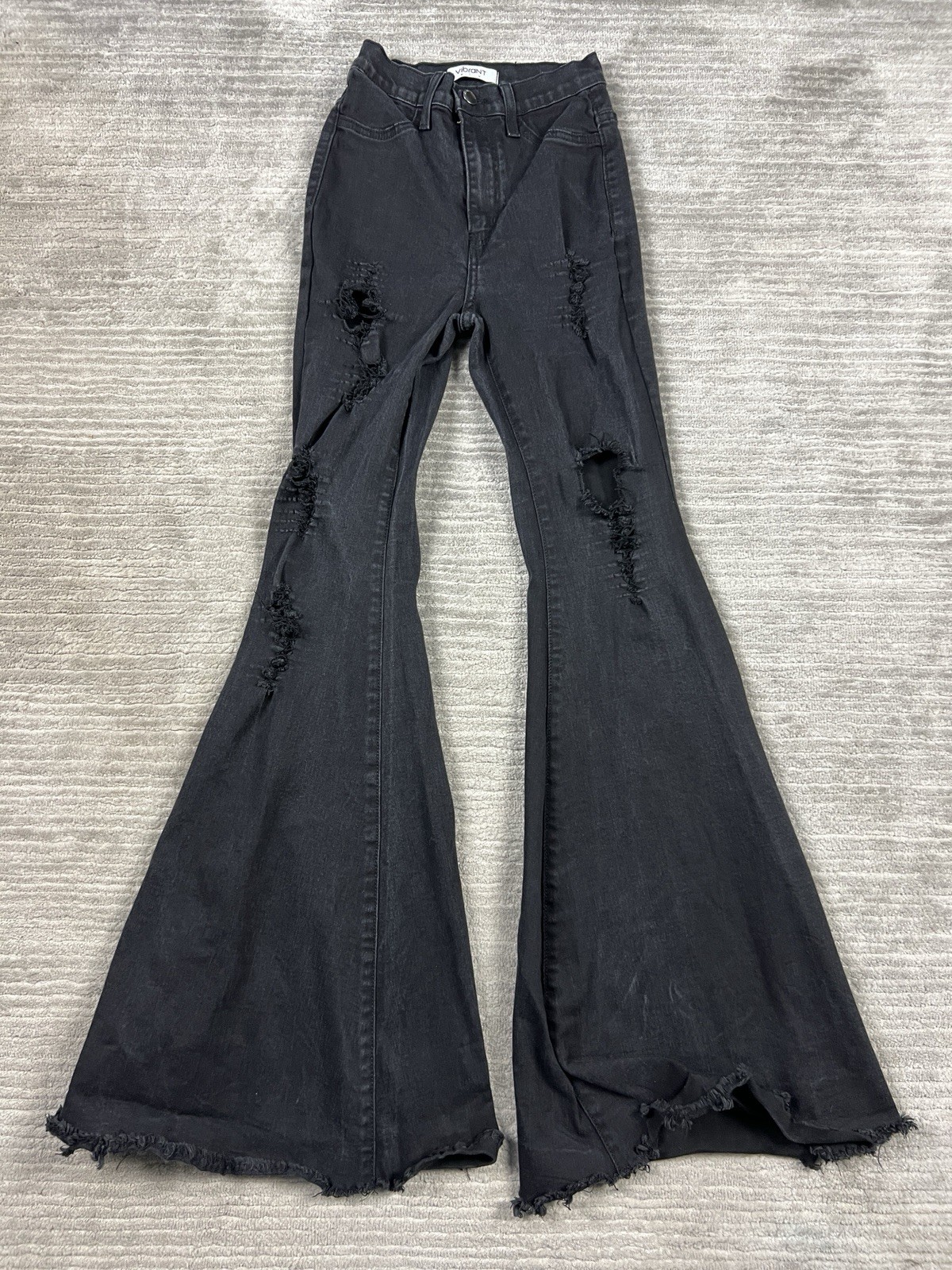 Vibrant Miu Women Black High Rise Flare Jeans Pants Size 1 W24 Made in USA