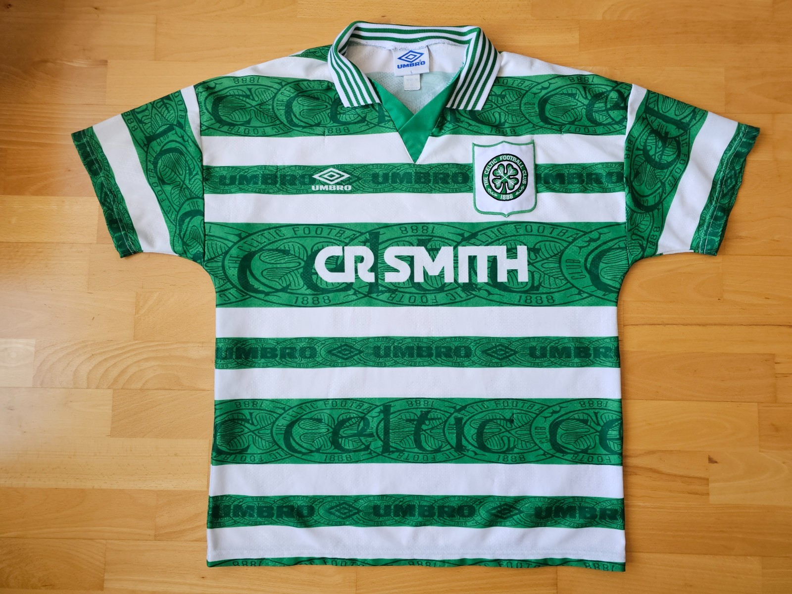 Vintage 1995-97 Celtic FC Umbro Home Jersey CR Smith Made in UK Shirt Large