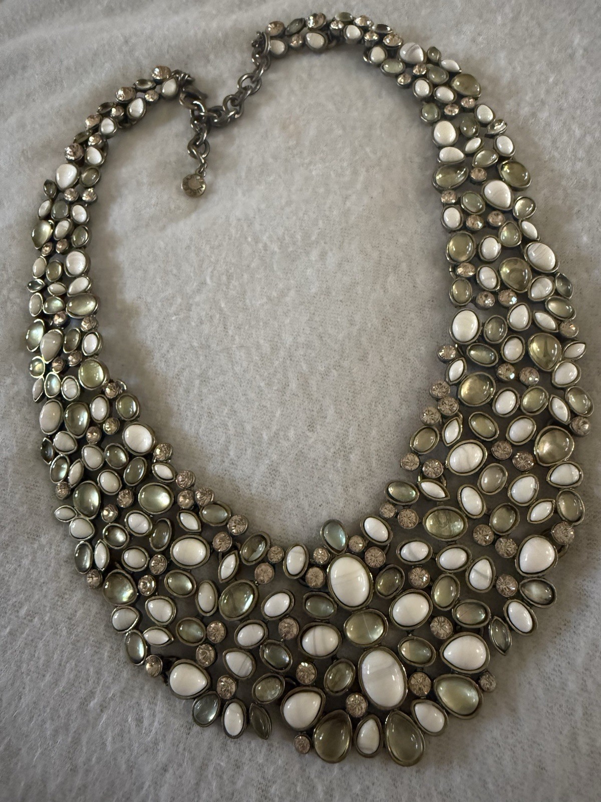 BaubleBar Kew Rhinestone Crystal Oversized Collar Necklace Olive And White Color BaubleBar Kew Rhinestone Crystal Oversized Collar Necklace Olive And White Color