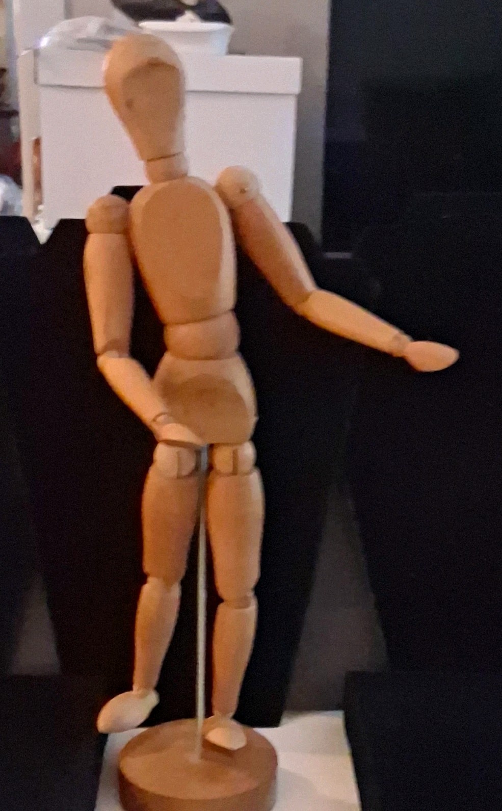 VTG Wooden Articulated Artist Mannequin Drawing Figure Model on Round Base 12\