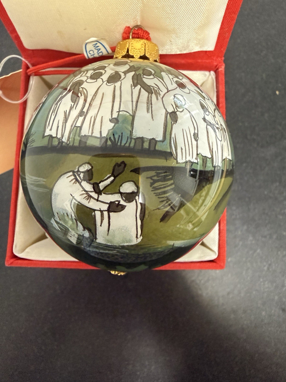 Rare Vintage Annie Lee “Rebirth” Glass Christmas Ornament NOS w/ Box