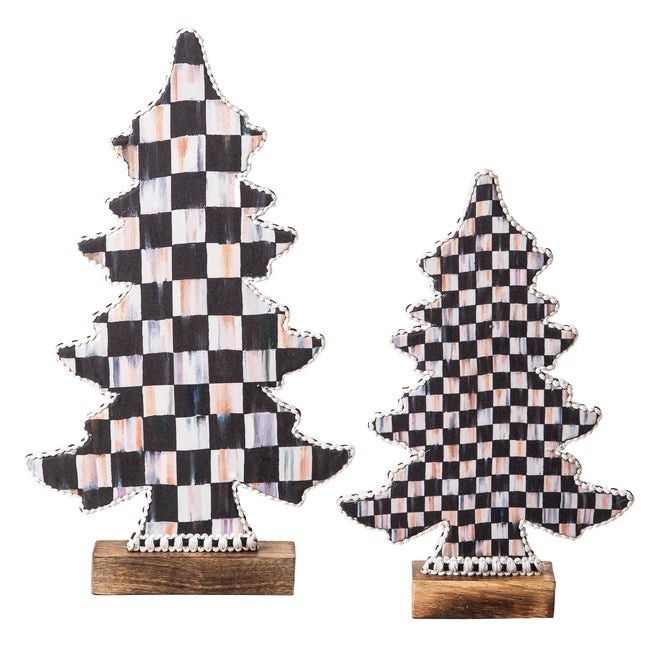 Brand New Mackenzie Childs Courtly Check Forest Trees, Set of 2