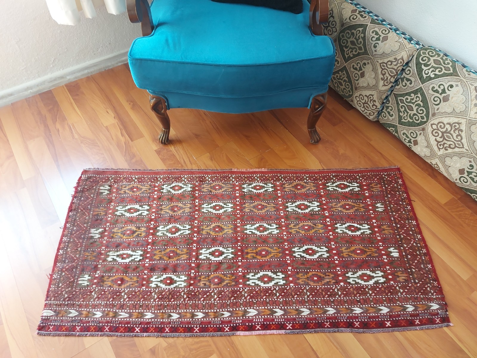Antique Dragon Rug Kazak Kilim Rug Geometric Old Handmade Rug Designer Rug