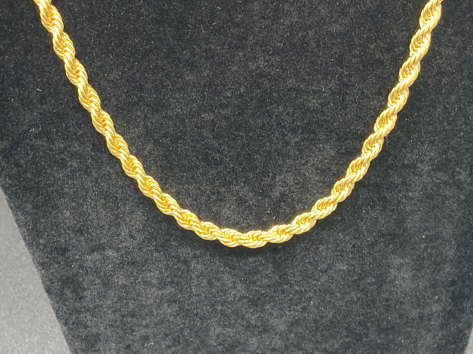 14k Gold Plated Rope Chain Necklace 24” 6mm