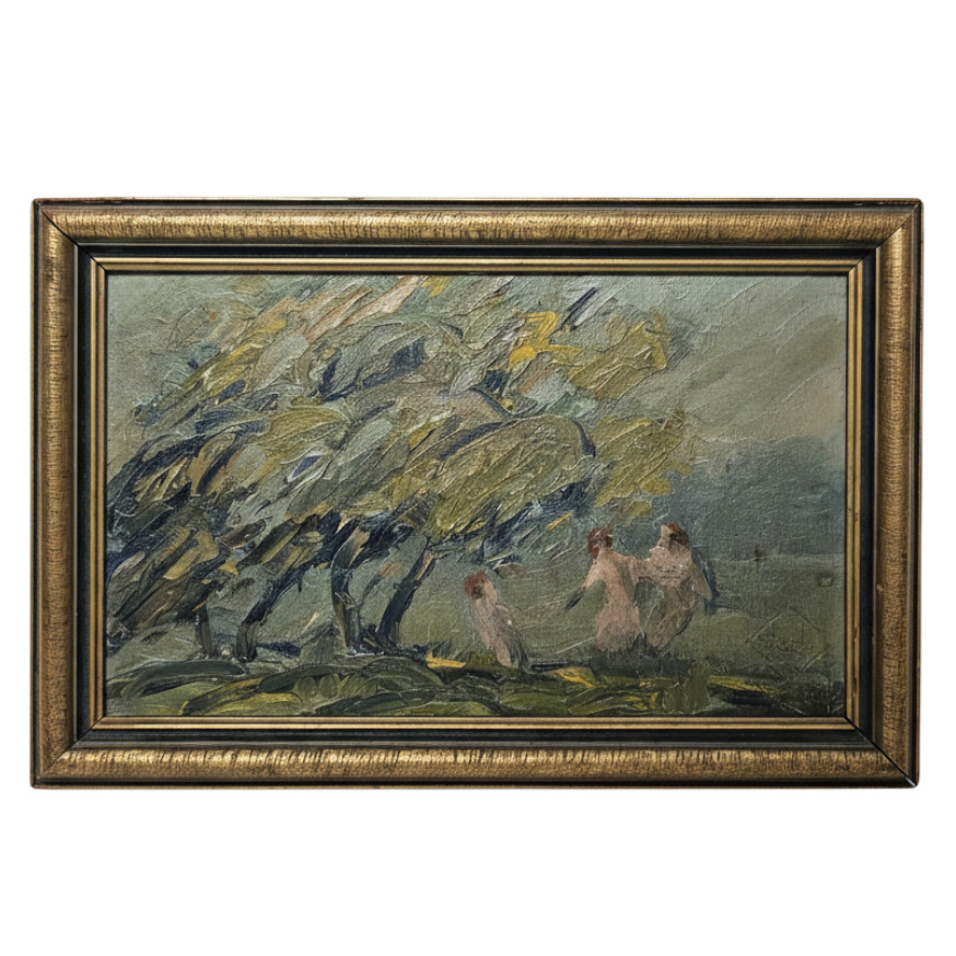 Vintage Signed Oil Painting of Impressionist Landscape Vintage Signed Oil Painting of Impressionist Landscape