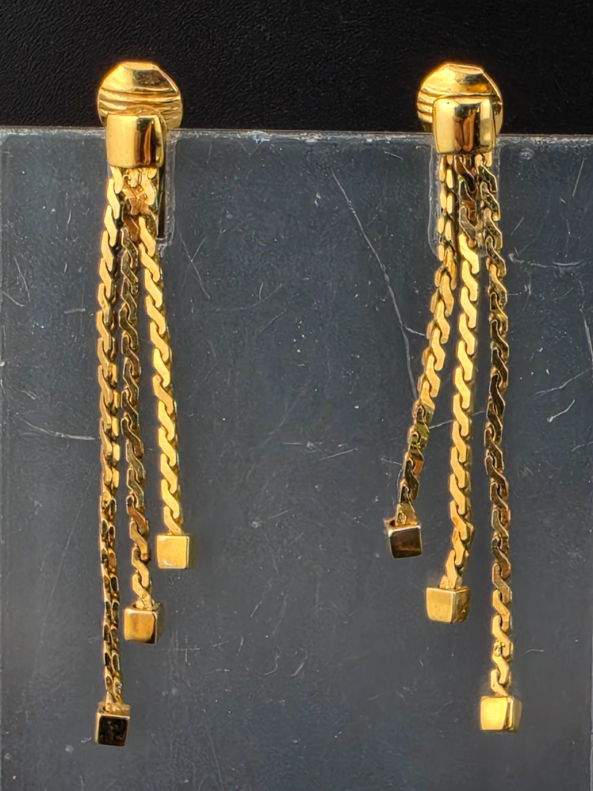 Vintage Signed Monet S-Chain Chandelier Dangle Clip Earrings 1.75\ Vintage Signed Monet S-Chain Chandelier Dangle Clip Earrings 1.75\