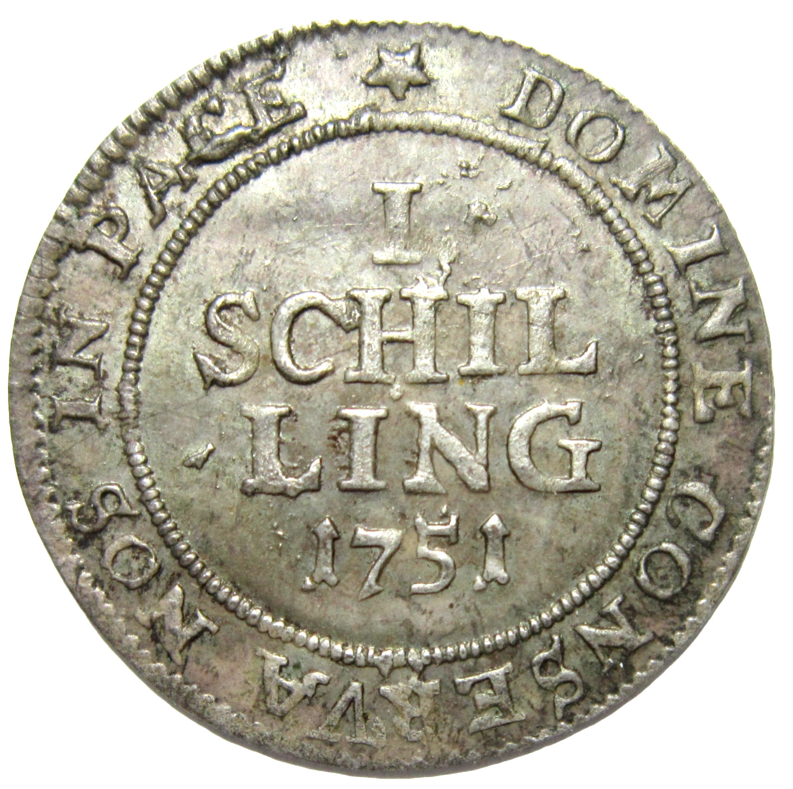 SWITZERLAND, ZURICH. 1 SILVER SHILLING, 1751. HIGH GRADE. SEE PICS.