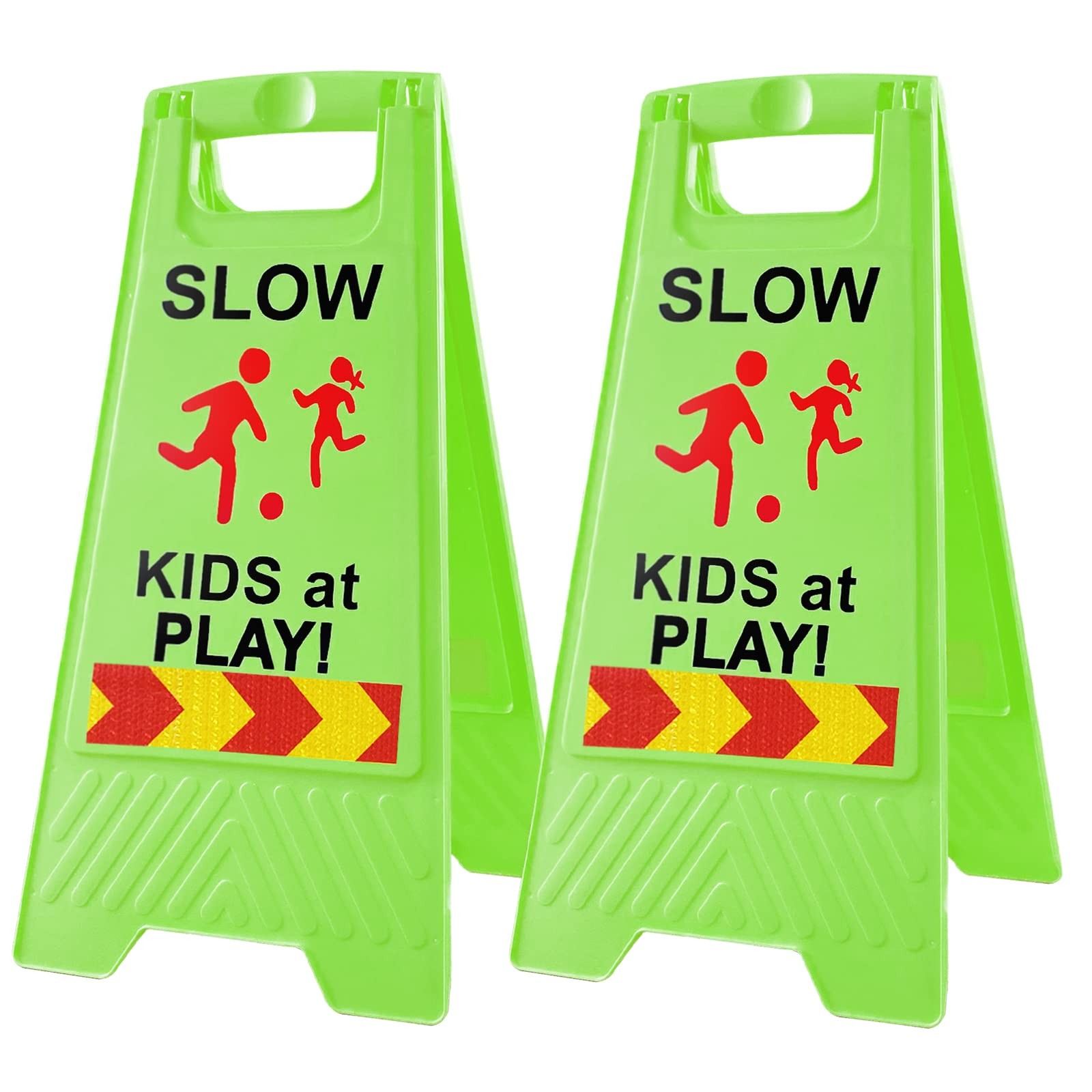 Reflective Slow Kids at Play Signs - Double-Sided Safety Warning, 2-Pack
