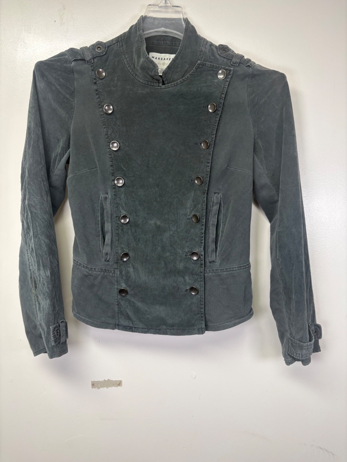 Anthropology Marrakech Women\'s XS Gray Corduroy Military Motorcycle Biker Jacket Anthropology Marrakech Women\'s XS Gray Corduroy Military Motorcycle Biker Jacket