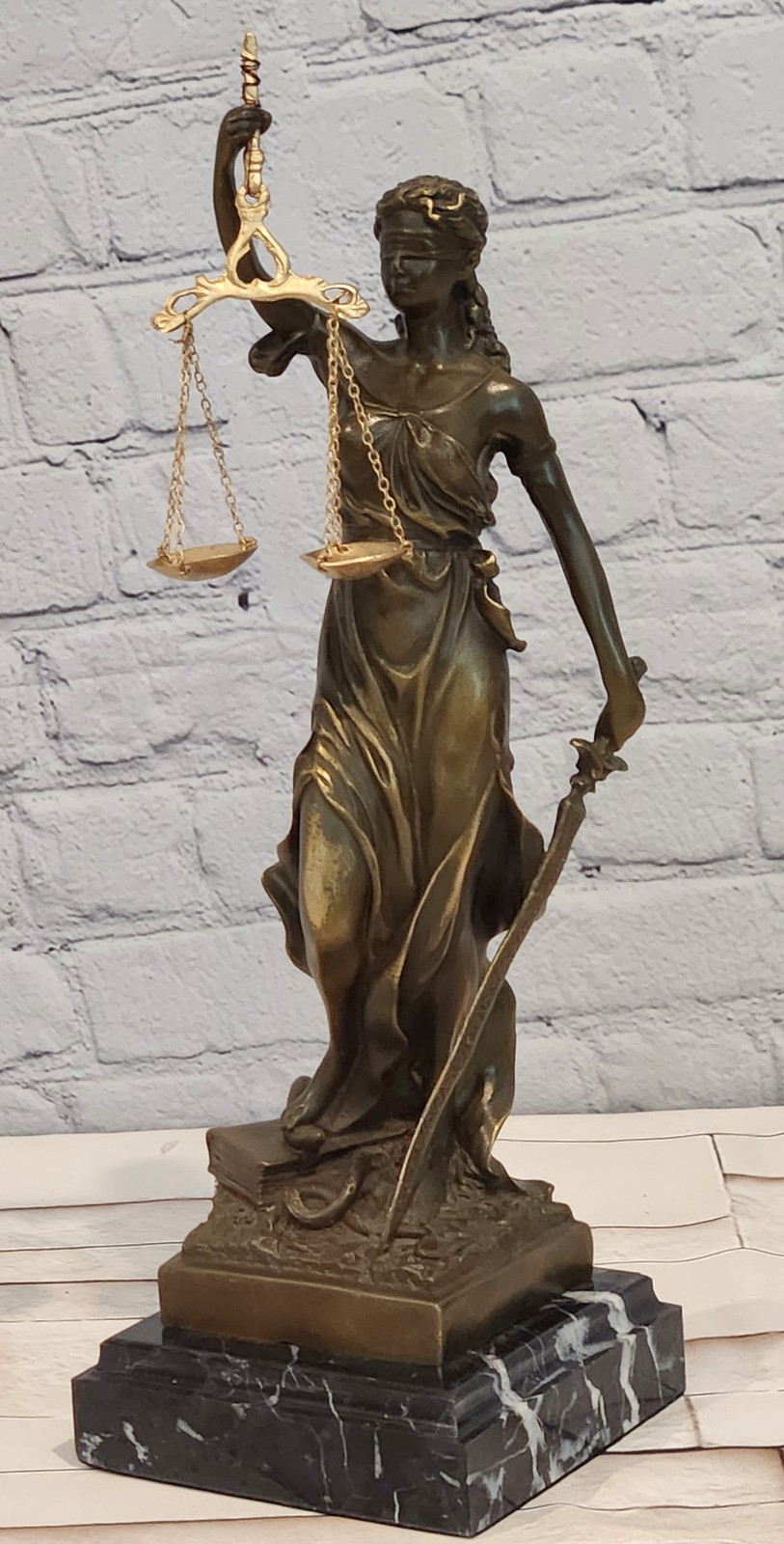 Bronze Sculpture Lady Justice Scales of Justice Statue Lawyer Attorney Office