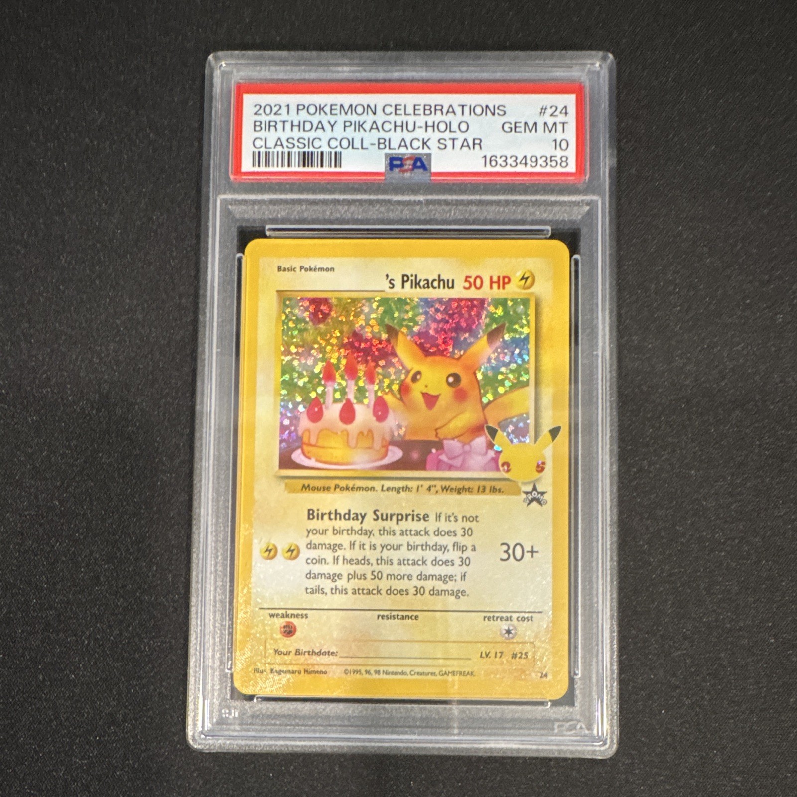 Pikachu Birthday 24: _______’s Pikachu PSA 10 2021 Celebrations Classic Holo ENG Pikachu Birthday 24: _______’s Pikachu PSA 10 2021 Celebrations Classic Holo ENG