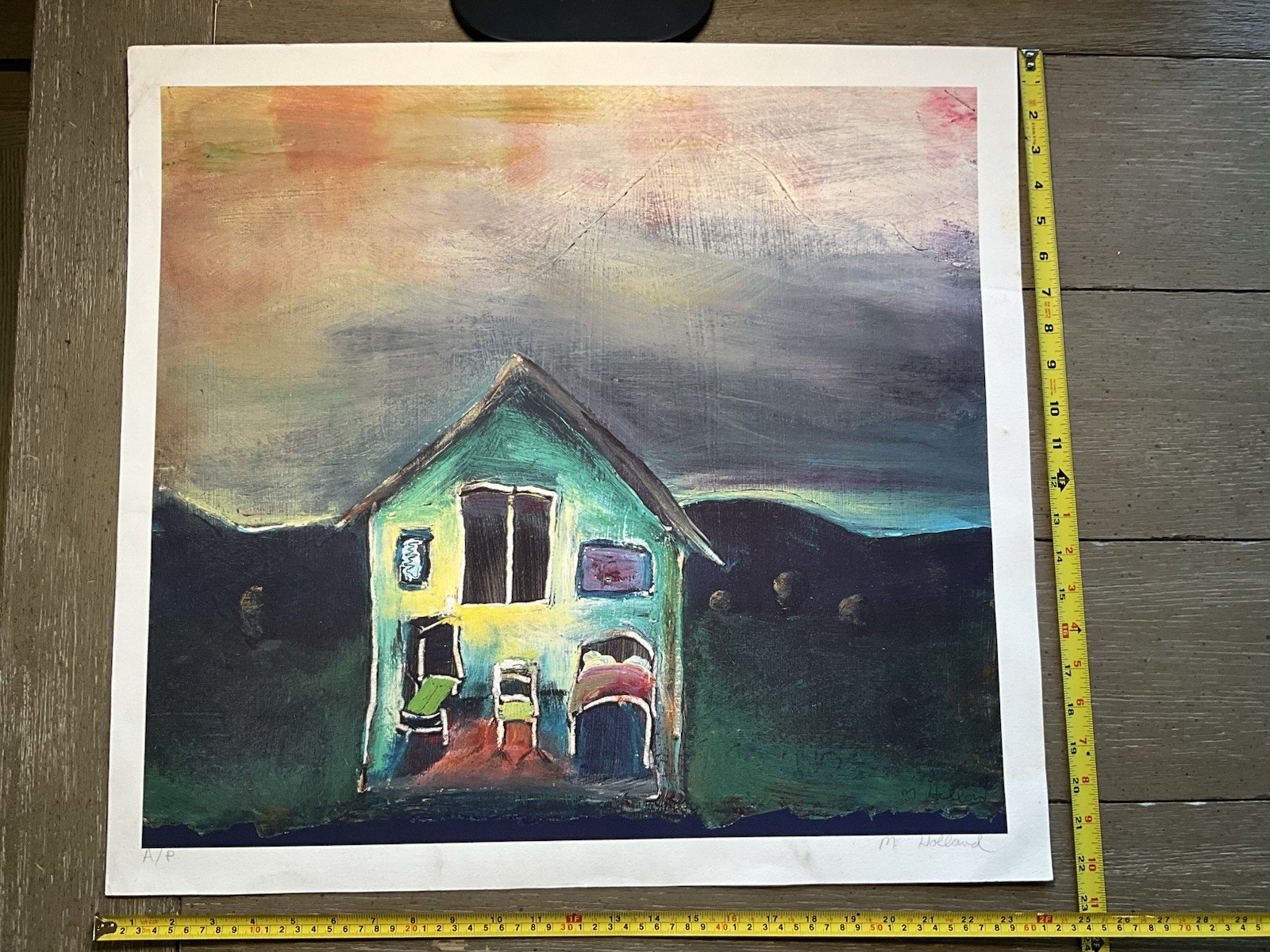 Sonoma Signed Artist Proof A/P Abstract House Landscape Art Michael Holland