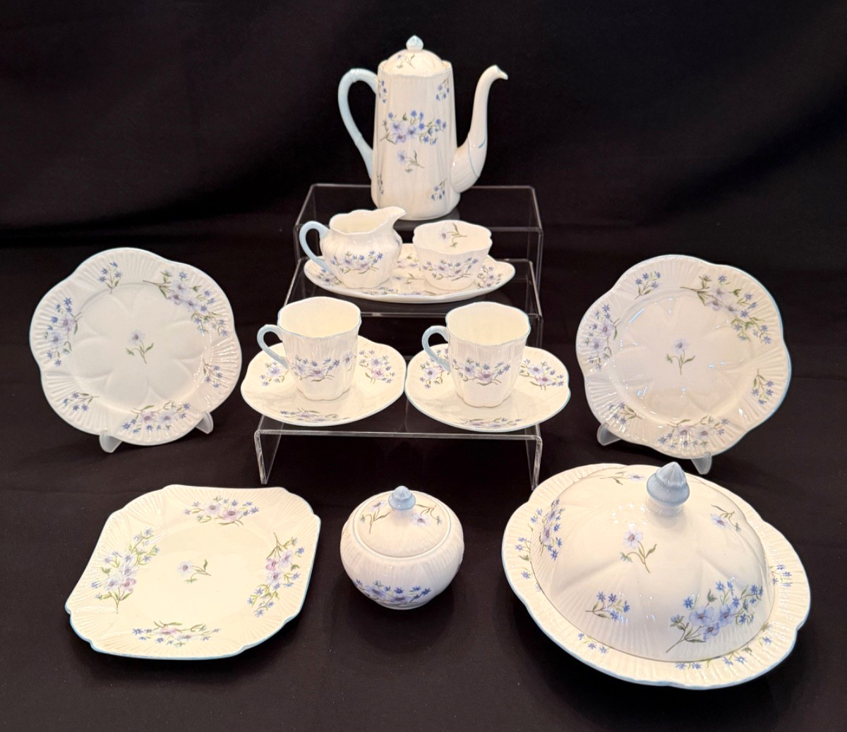 Shelley Fine Bone China - Blue Rock Bridal/Breakfast Set for 2 (16 Pieces)