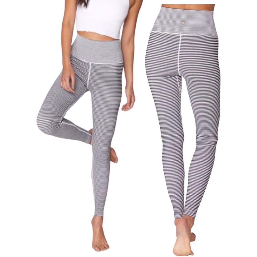 Spiritual Gangster Ananda Self Love Leggings Striped Black White Size XS/S