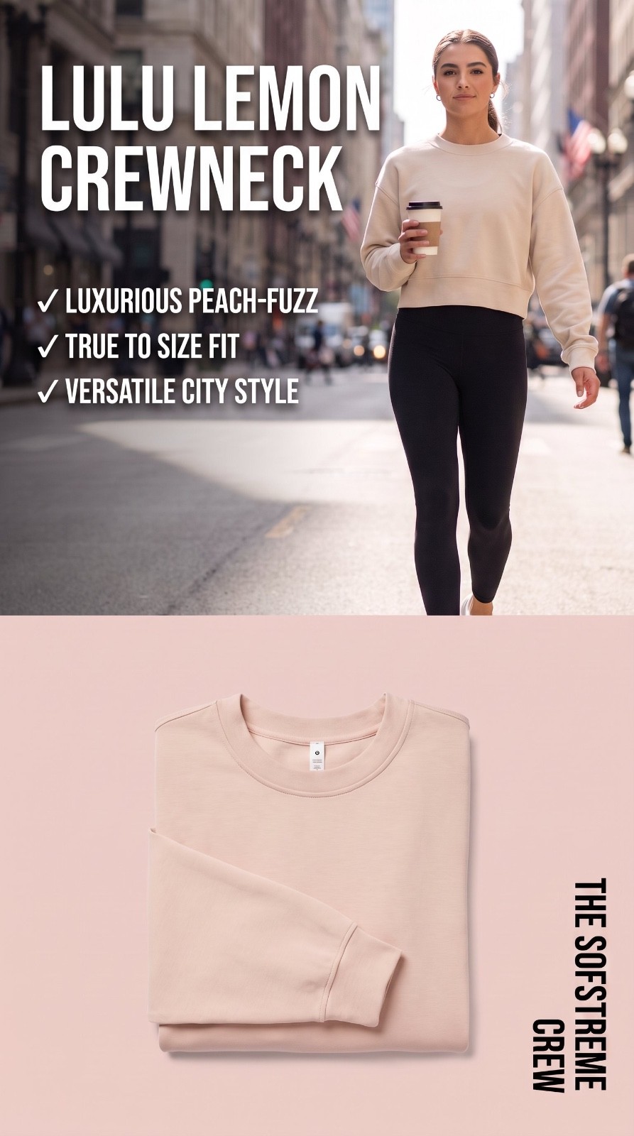 Lululemon Softstreme Perfectly Oversized Cropped Crewneck - Sandstone