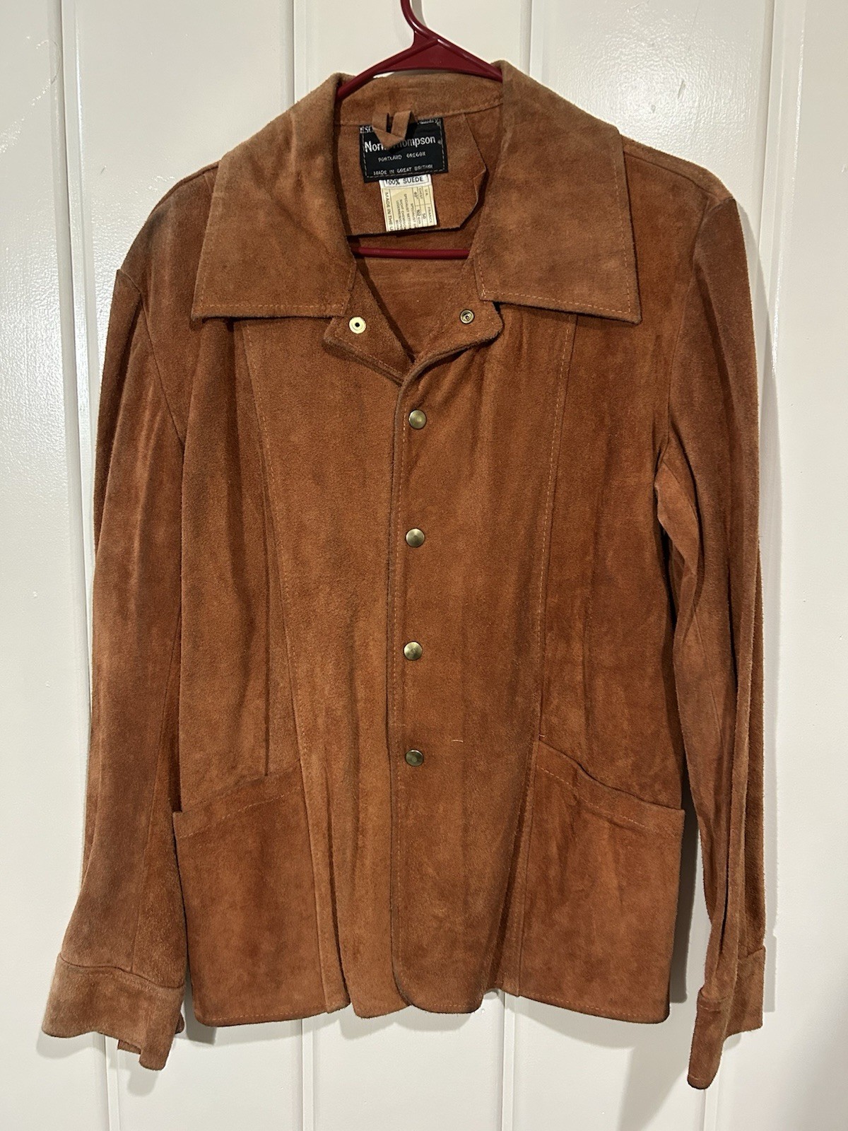 Vintage Norm Thompson Suede Leather Boho Western Hippy Jacket Sz 40
