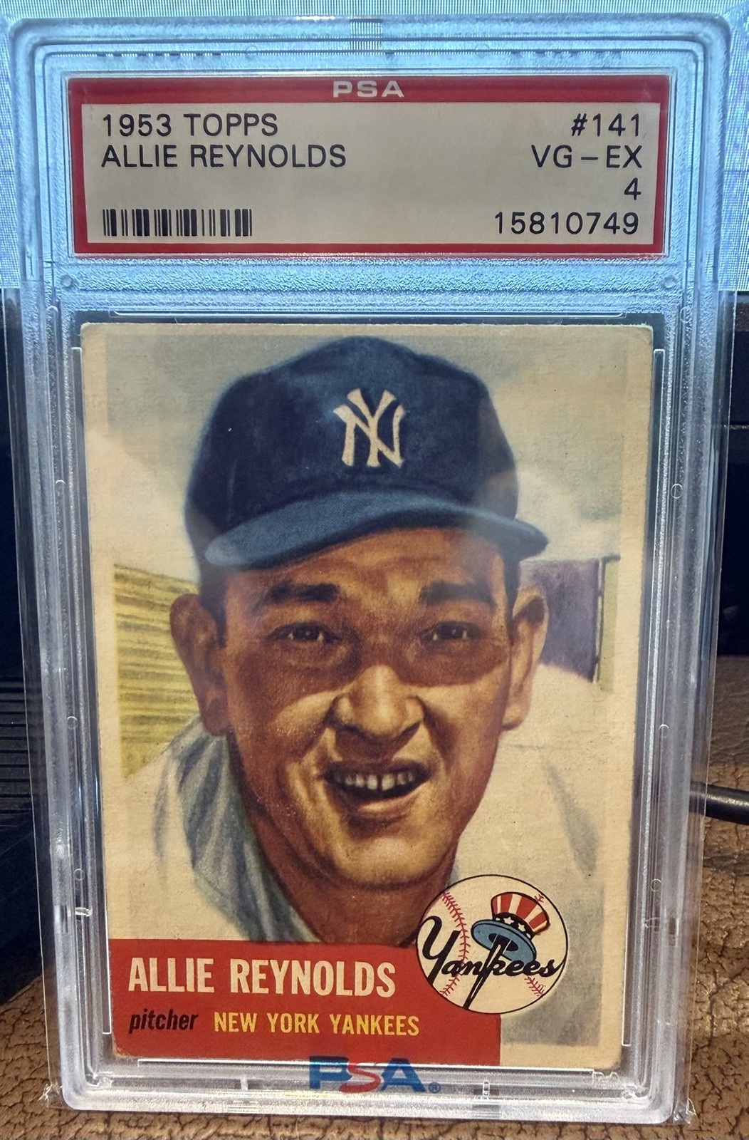 1953 Topps Allie Reynolds New York Yankees #141 PSA 4 VG-EX