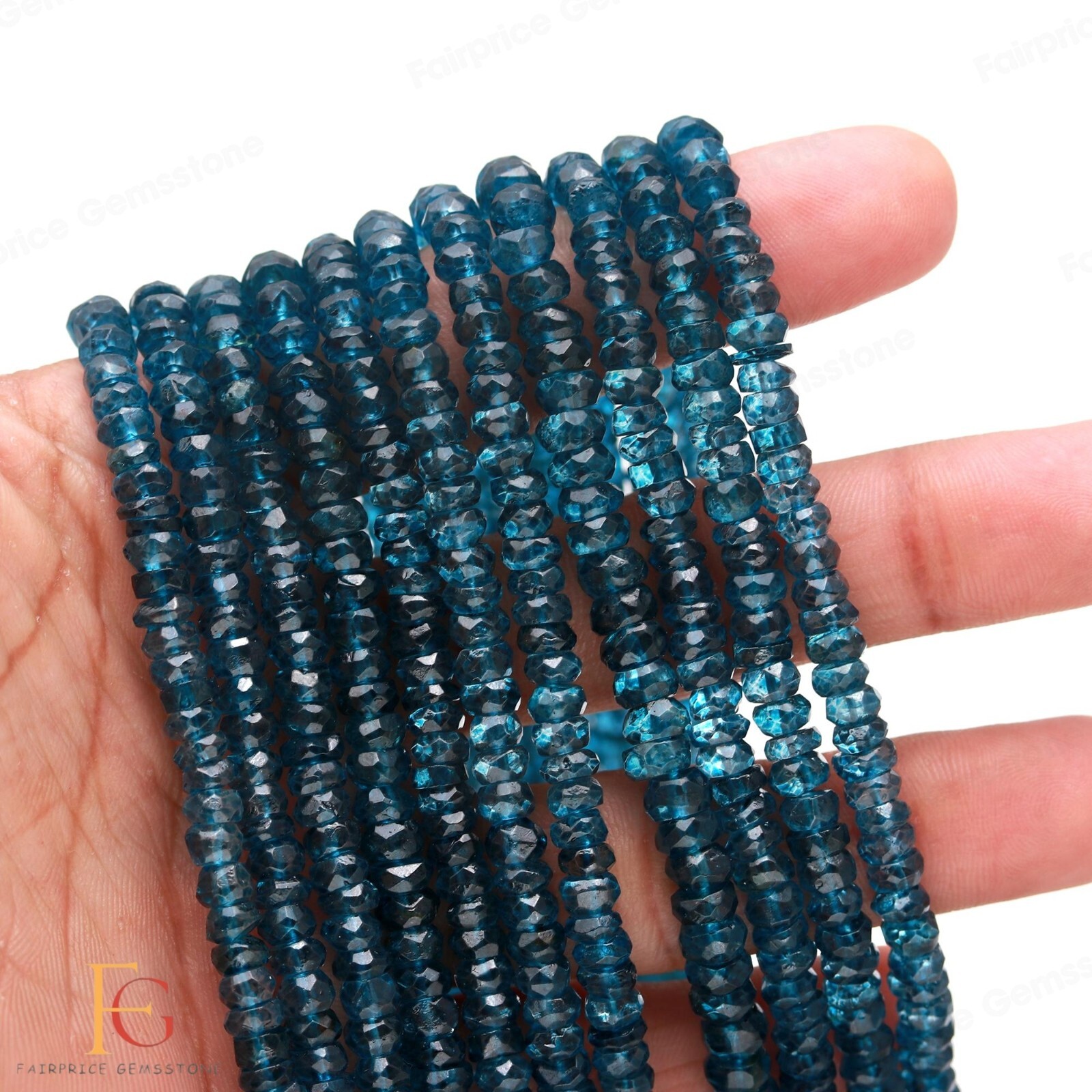 AAA+ Natural London Blue Topaz Faceted Rondelle Gemstone Beads 13\