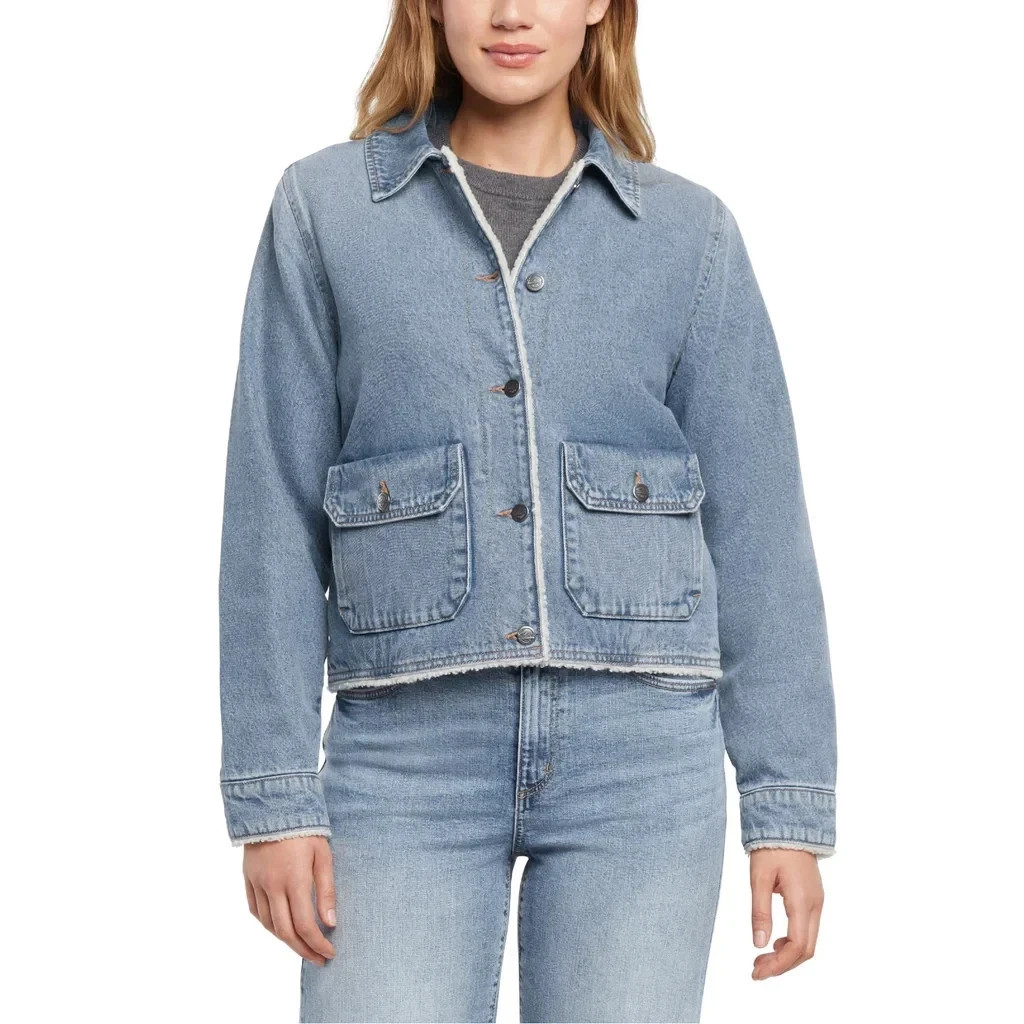 New With Tag Woolrich Women's Trucker Jacket, Black/Blue