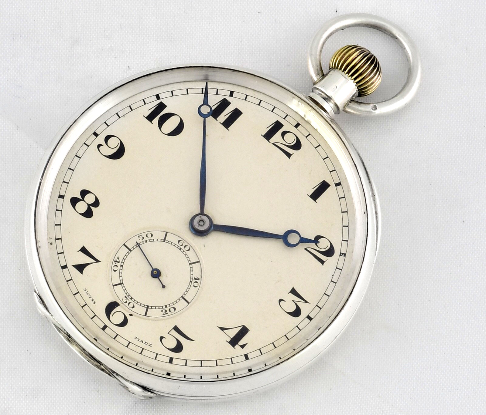 Antique MOERIS  15 Jewels Ultra Slim Sterling Silver Pocket Watch Near Mint 1924