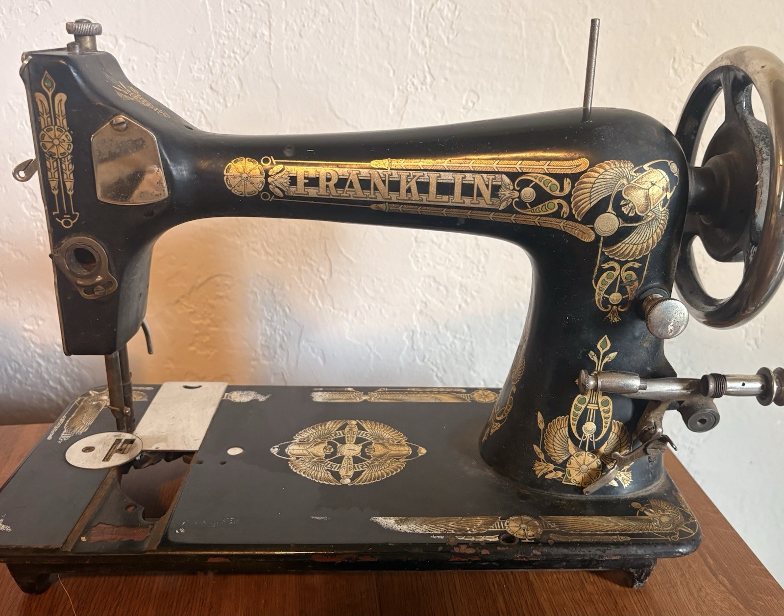 Antique Franklin Sewing Machine Head Pre-1930 Sears Scarab Decals Cast Untested Antique Franklin Sewing Machine Head Pre-1930 Sears Scarab Decals Cast Untested
