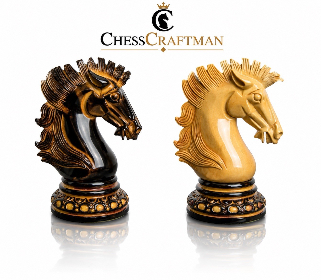 Alexandria Luxury Staunton Burnt Carving Chess Set- Chess Pieces Only