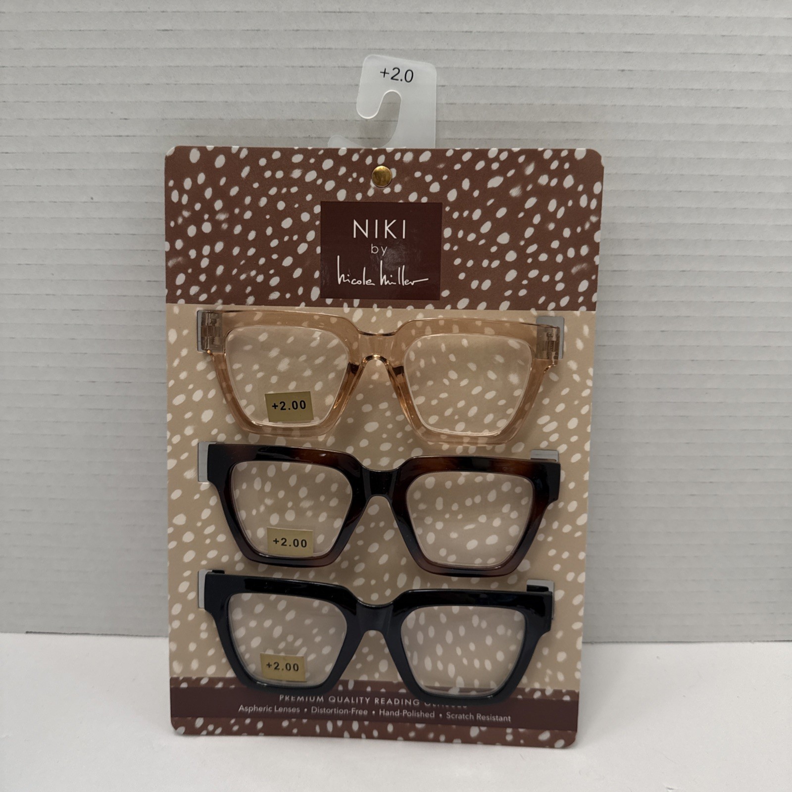 NIKI By NICOLE MILLER 3 Pack Reading Glasses +2.00 Readers NEW NIKI By NICOLE MILLER 3 Pack Reading Glasses +2.00 Readers NEW