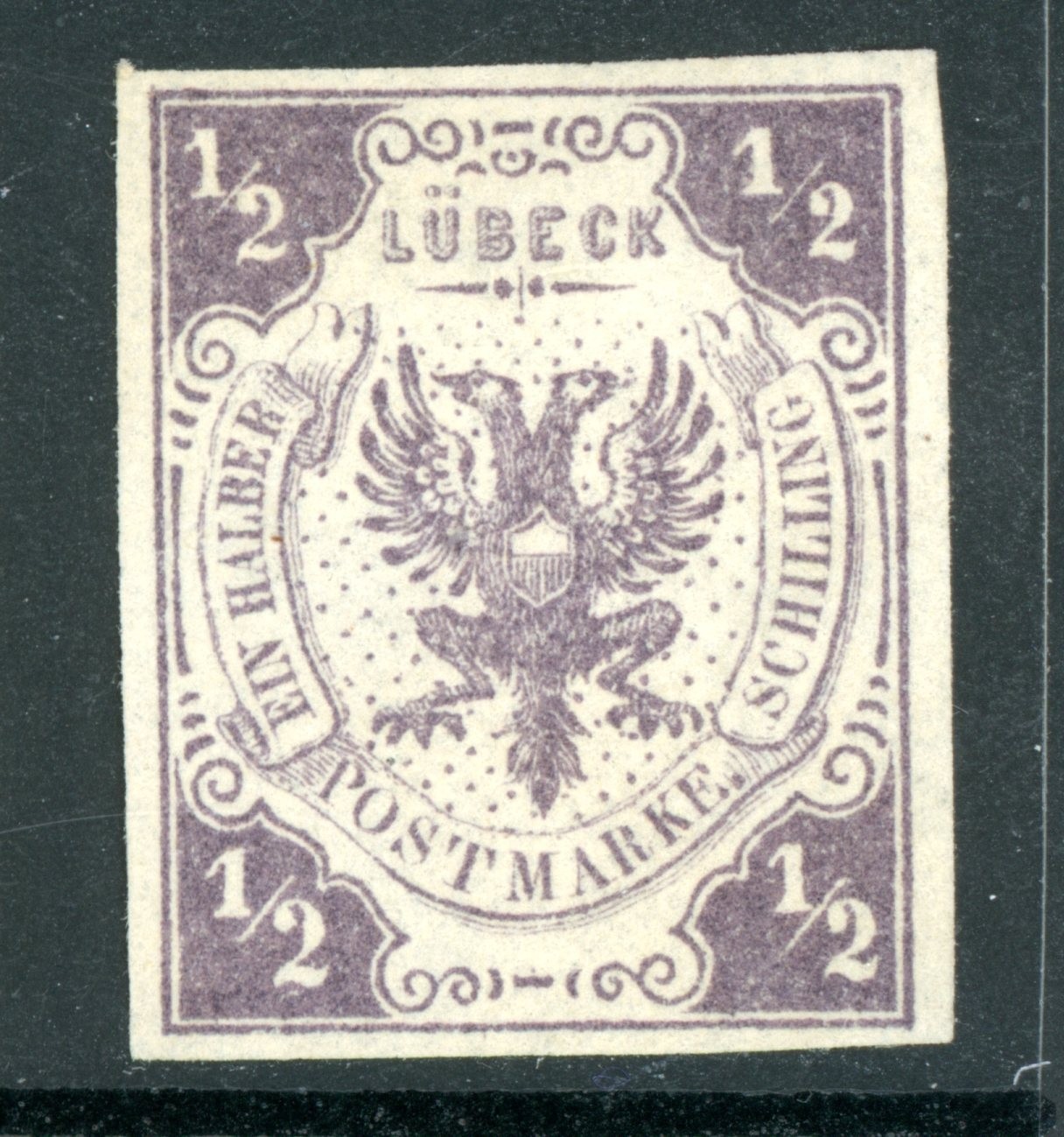Germany States 1859 Lubeck ½s Gray Lilac Sc#1 Original Mint W821