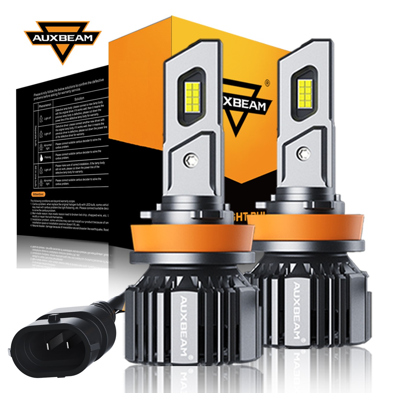 AUXBEAM H11 CSP LED Headlight Bulb White Low Beam Kit 36000LM Super Bright White