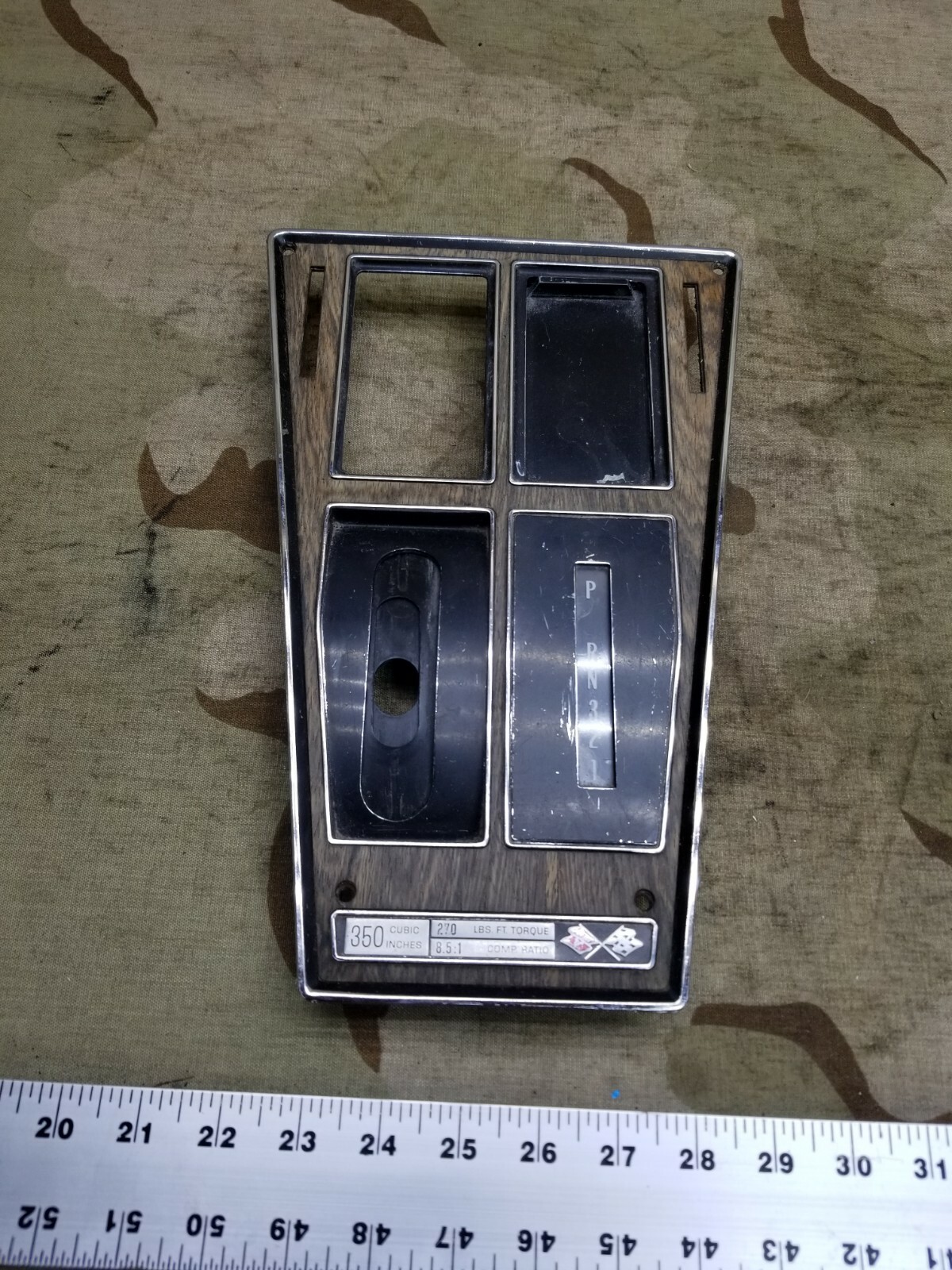 (1) 1972-1976 Chevrolet C3 Automatic Shift Console Bezel w/ Slider Woodgrain OEM (1) 1972-1976 Chevrolet C3 Automatic Shift Console Bezel w/ Slider Woodgrain OEM
