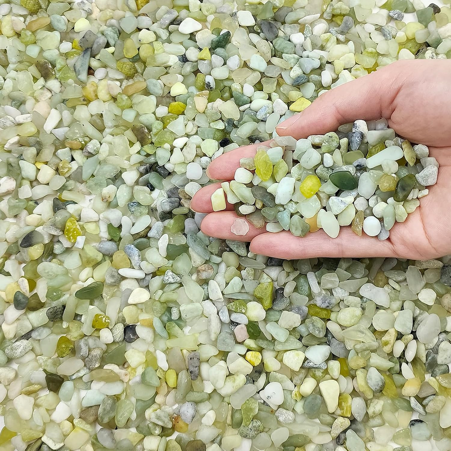 FANTIAN 5 Lbs Jade Pebbles for Indoor Plants,1/4 Inch Polished Gravel Rocks for