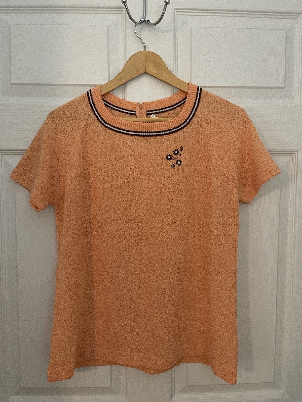 Talbot Traveler Vintage 1960’s Original Womens L Orange Dacron Floral Accent Top